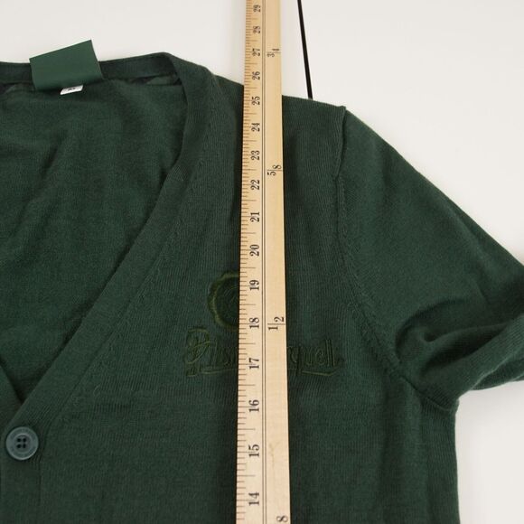 Pilsner Urquell 100% Wool Green Elbow Patch Cardigan Sweater Unisex Sz M - Picture 12 of 13